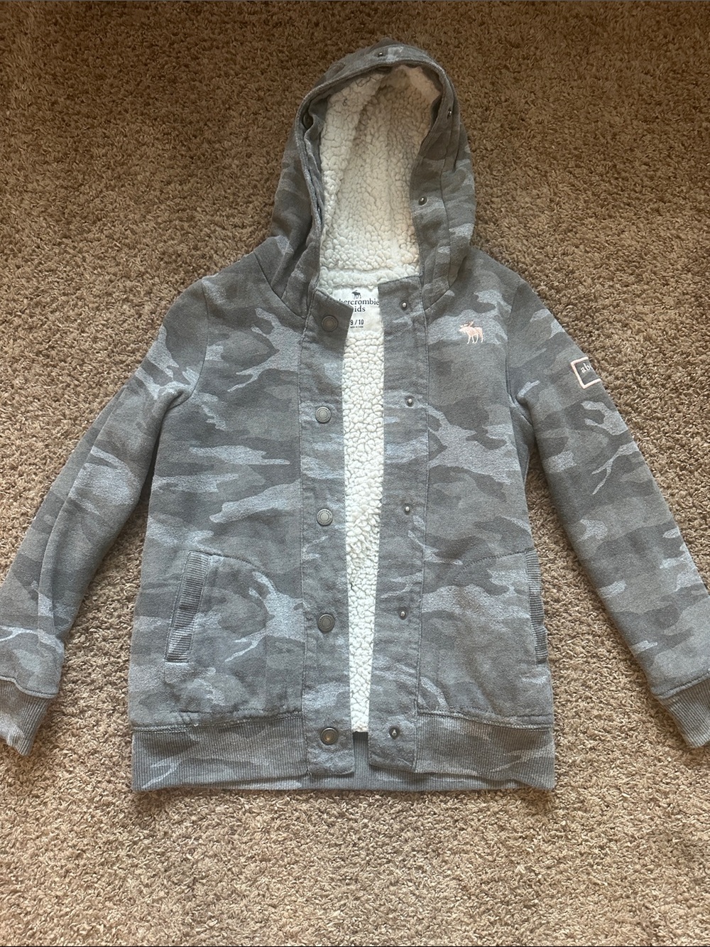 abercrombie kids Gray Camo Sherpa Hoodie